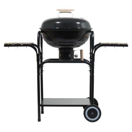 Portabel kolgrill svart/trä