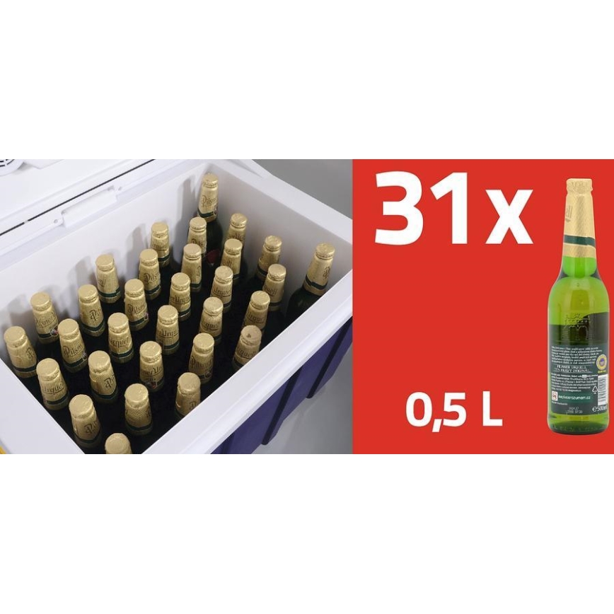 Portabel kylbox på hjul 60W/230/12V, 50 l, blå/gul