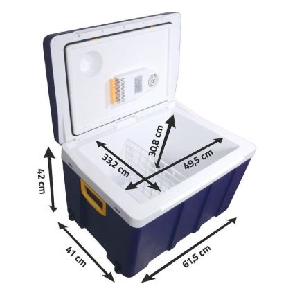 Portabel kylbox på hjul 60W/230/12V, 50 l, blå/gul