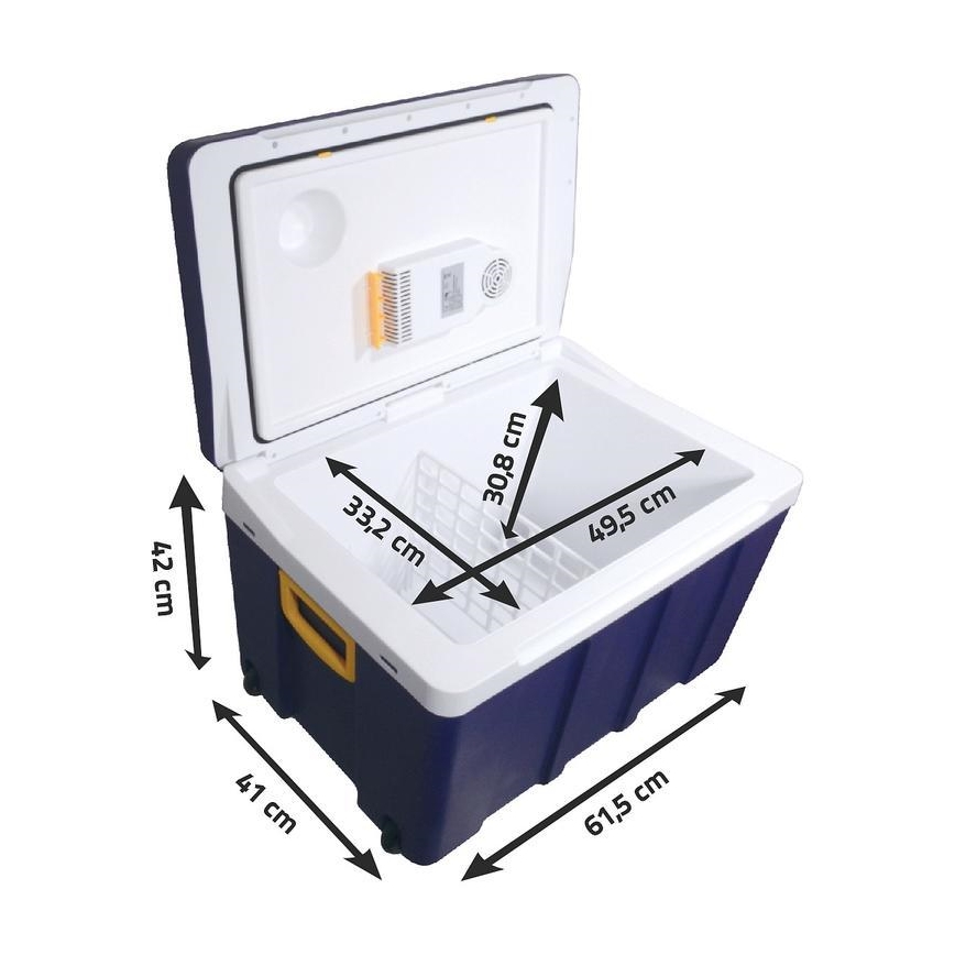 Portabel kylbox på hjul 60W/230/12V, 50 l, blå/gul
