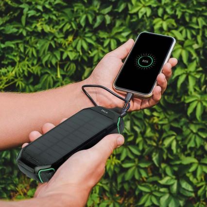 Solcellsladdare Power Bank med ficklampa Power Delivery 30000mAh/20W/5V svart