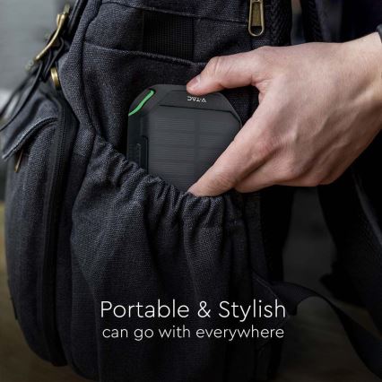 Solcellsladdare Power Bank med ficklampa Power Delivery 30000mAh/20W/5V svart