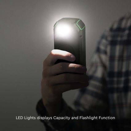 Solcellsladdare Power Bank med ficklampa Power Delivery 30000mAh/20W/5V svart