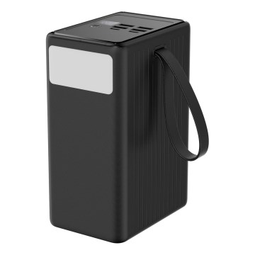Powerbank 8000 mAh Power Delivery 4x USB-A + 2x USB-C med LED-ficklampa och 1 m USB-C-kabel svart