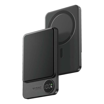 Powerbank med display och trådlös laddning Power Delivery 5000mAh/20W/5V svart