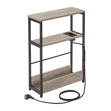 Praktiskt sidobord med inbyggt eluttag och USB-portar ROD brun/svart