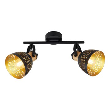 Prezent 27523 - Spotlampa MESCALA 2xE14/40W/230V svart/gummiträ