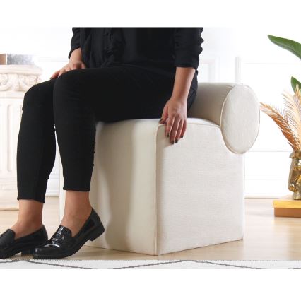 Puff TIKI 47x45 cm krämfärgad