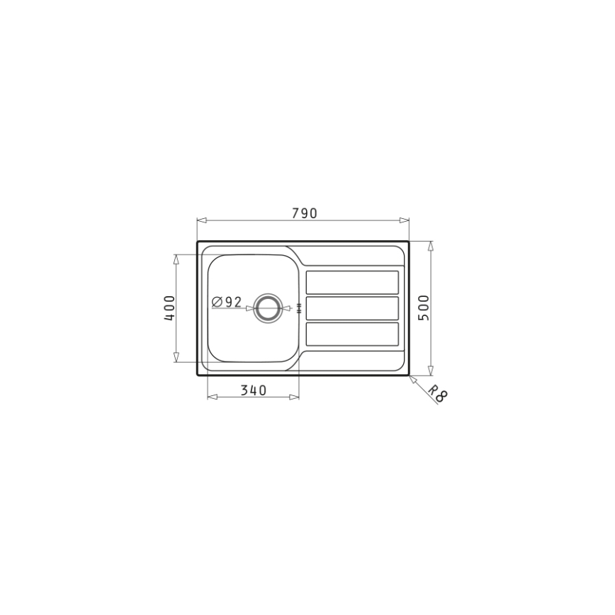 Pyramis 100178701 - Köksvask ATHENA 79x50 cm satin