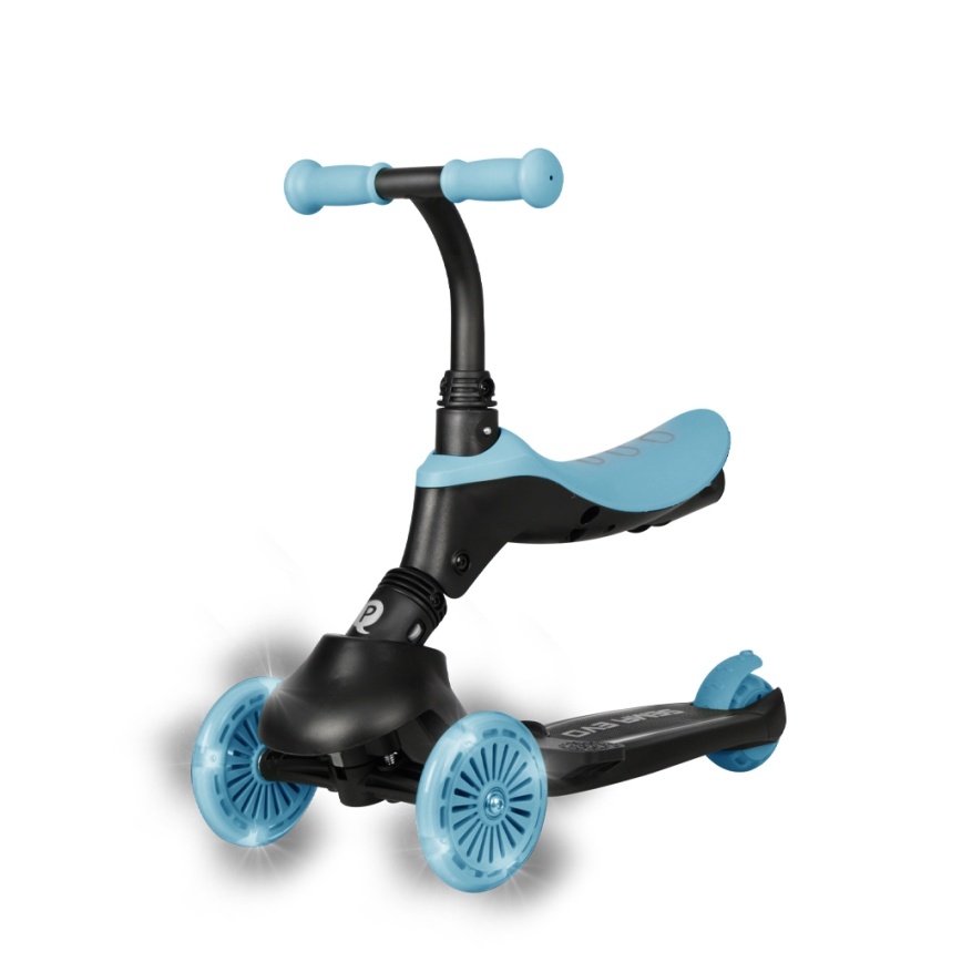 QPlay - Barnens kickbike SEMA EVO 5 i 1 med LED-hjul, blå