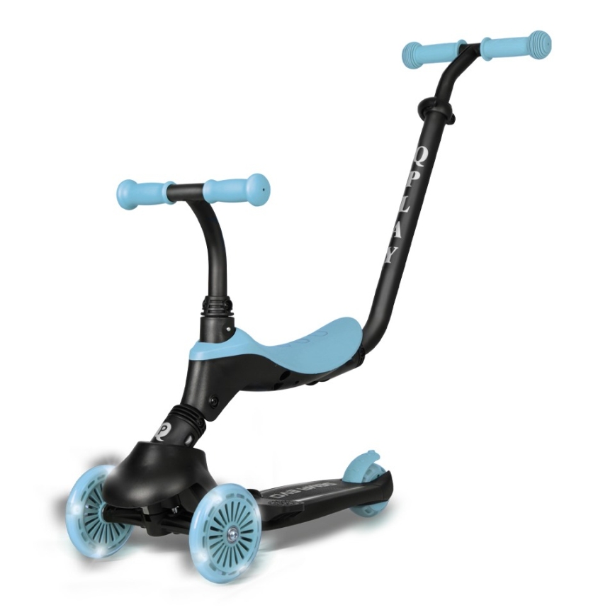 QPlay - Barnens kickbike SEMA EVO 5 i 1 med LED-hjul, blå