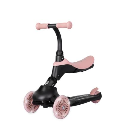 QPlay - Barnsparkcykel med LED-hjul 5 i 1 SEMA EVO rosa