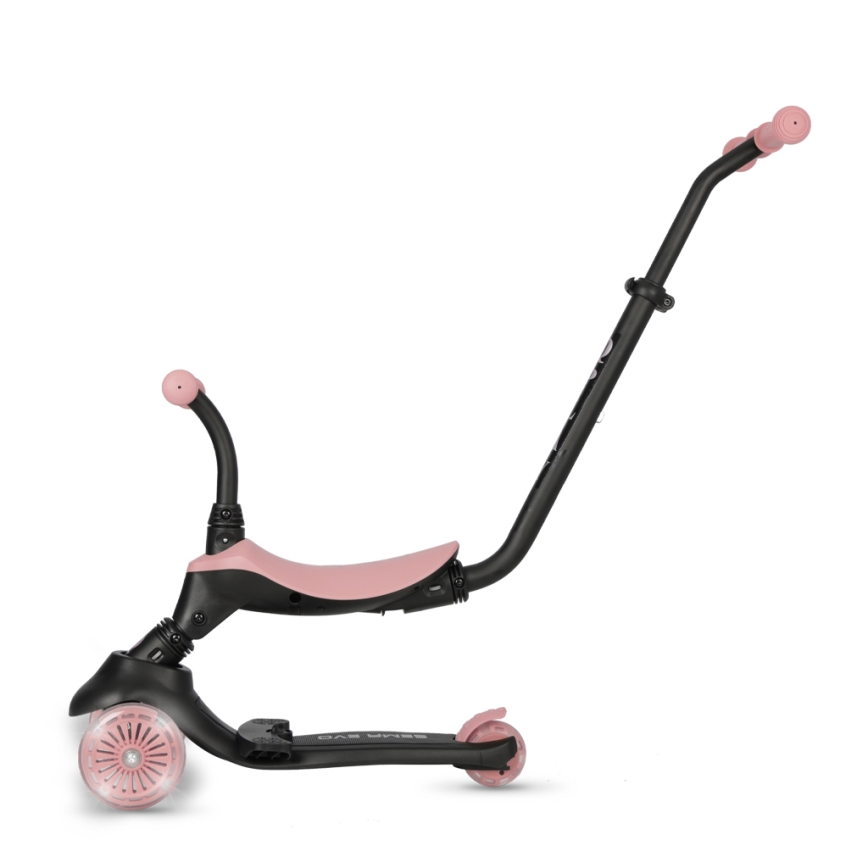 QPlay - Barnsparkcykel med LED-hjul 5 i 1 SEMA EVO rosa