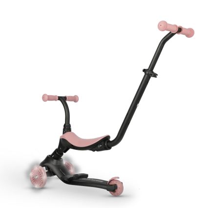 QPlay - Barnsparkcykel med LED-hjul 5 i 1 SEMA EVO rosa