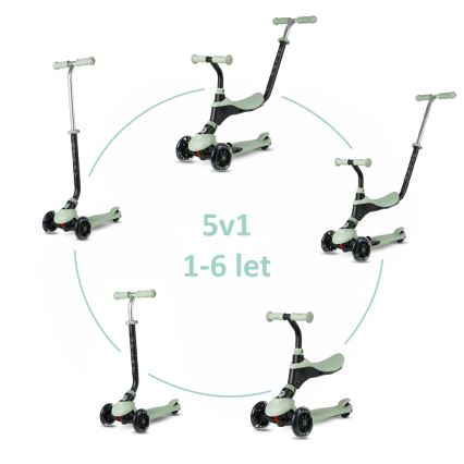 QPlay - Barnsparkcykel med LED-hjul 5-i-1 SEMA PRO grön