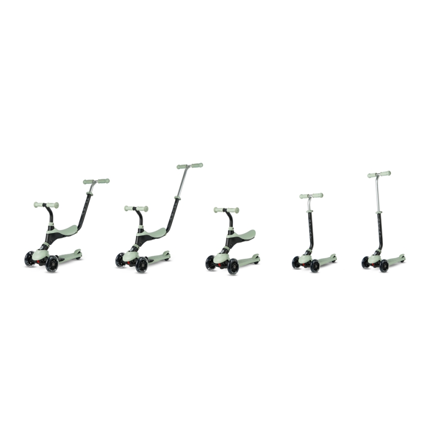 QPlay - Barnsparkcykel med LED-hjul 5-i-1 SEMA PRO grön