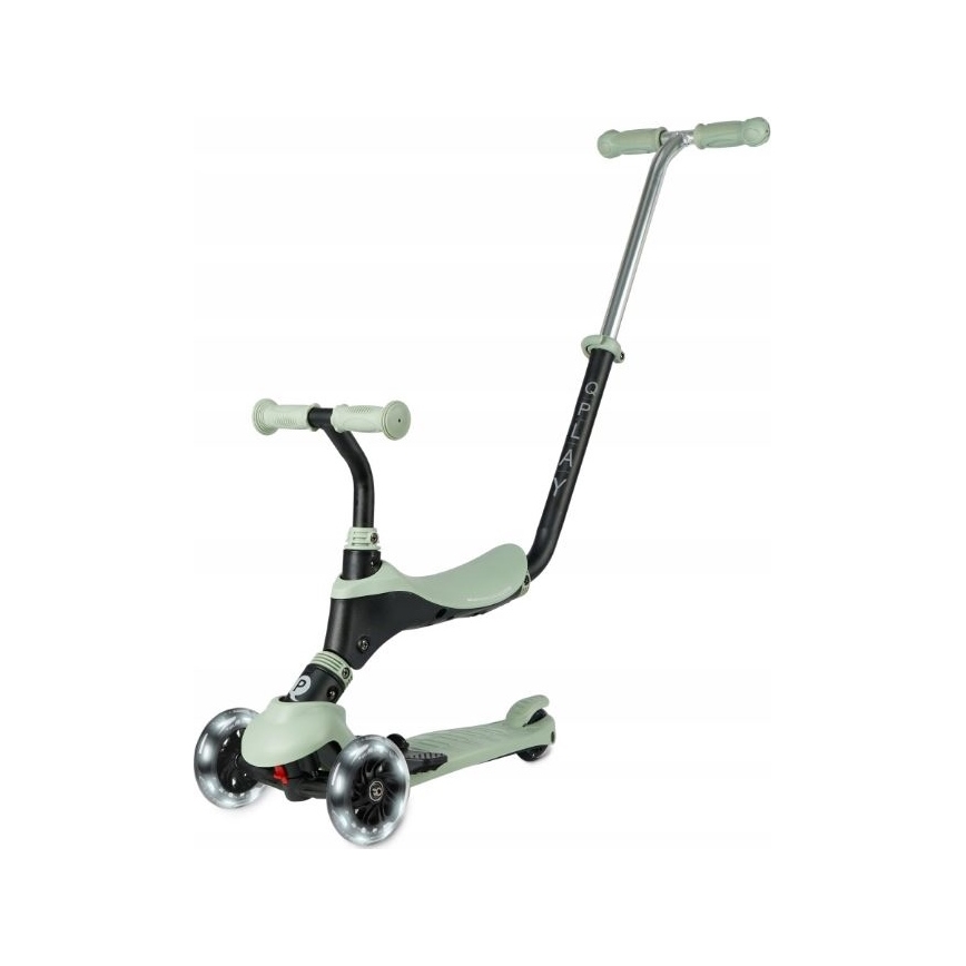 QPlay - Barnsparkcykel med LED-hjul 5-i-1 SEMA PRO grön