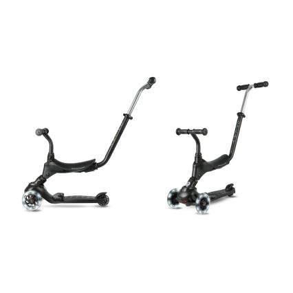 QPlay - Barnsparkcykel med LED-hjul 5-i-1 SEMA PRO svart