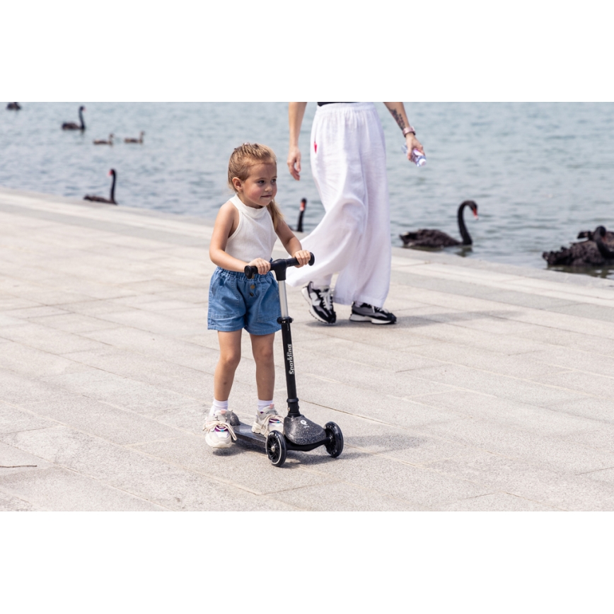 QPlay - SPARKLING barnsparkcykel med LED-hjul, svart
