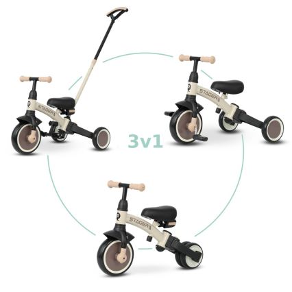 QPlay - Trehjuling för barn 3 i 1 STAGER beige