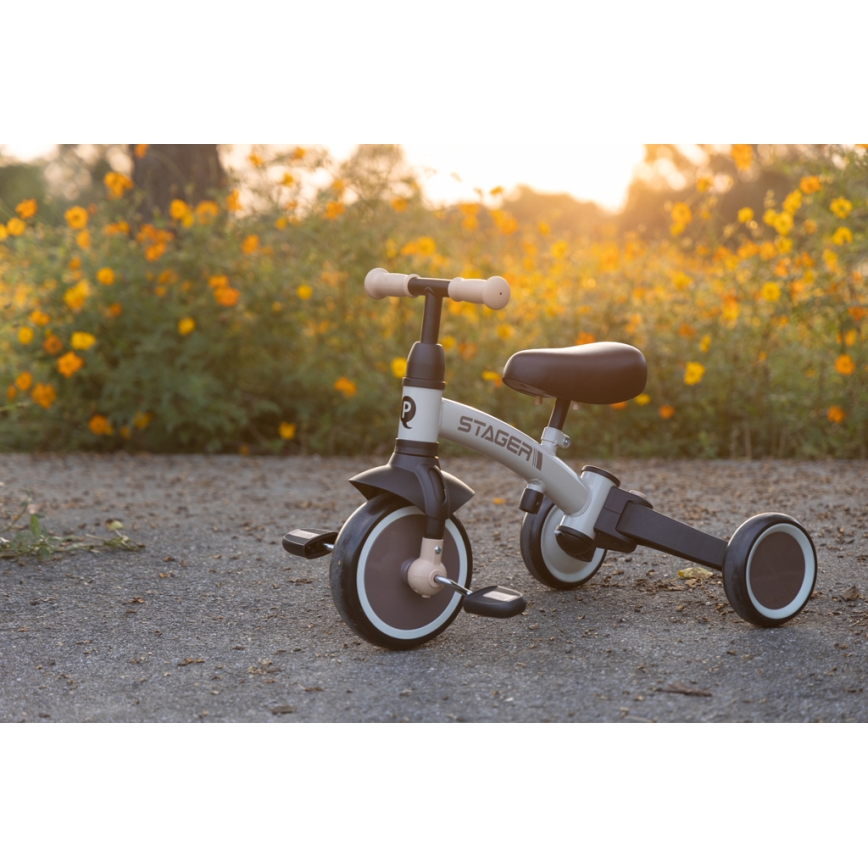 QPlay - Trehjuling för barn 3 i 1 STAGER beige