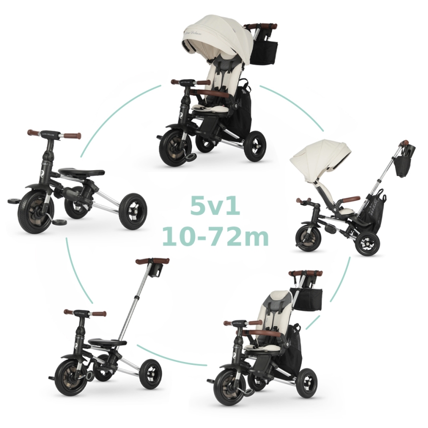 QPlay - Trehjuling för barn 5 i 1 NOVA DELUXE beige