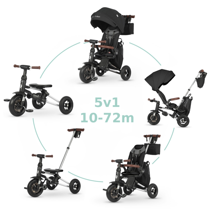 QPlay - Trehjuling för barn 5-i-1 NOVA DELUXE svart