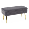 Quiltad bänk med förvaringsutrymme VELVA 37x78 cm grå/guld