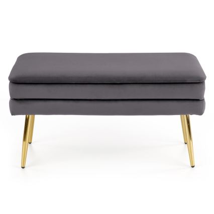 Quiltad bänk med förvaringsutrymme VELVA 37x78 cm grå/guld