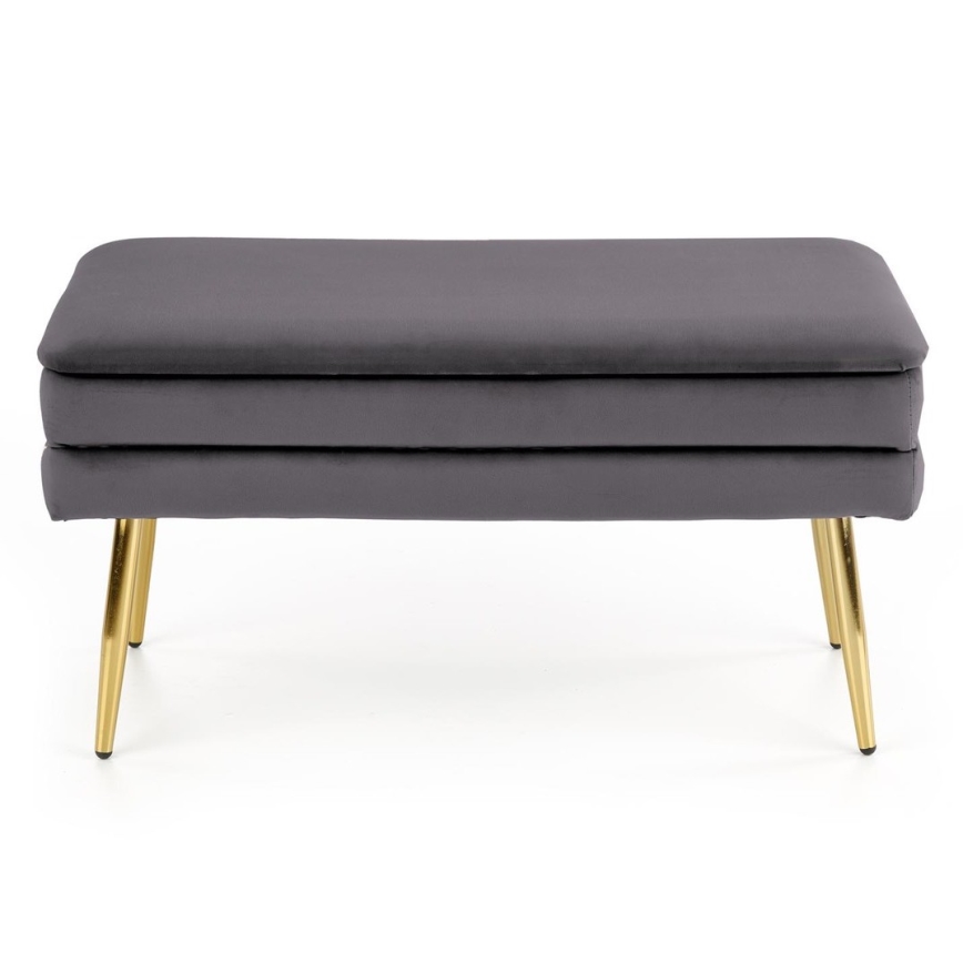 Quiltad bänk med förvaringsutrymme VELVA 37x78 cm grå/guld
