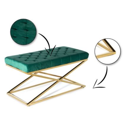 Quilted bench SALIBA 50x97 cm gyllene/grön