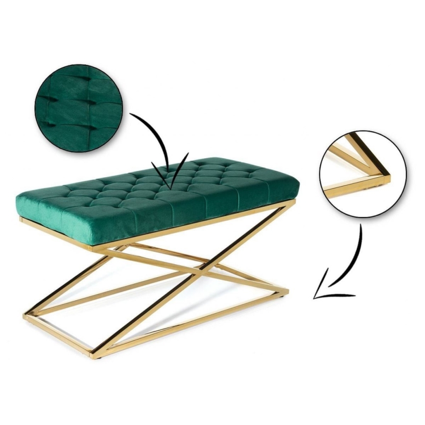 Quilted bench SALIBA 50x97 cm gyllene/grön