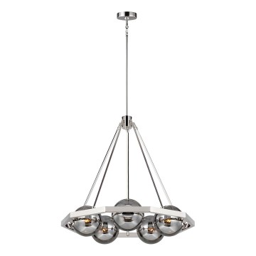 Quintiesse - Ljuskrona på stång HARPER 5xE14/60W/230V Ø 77,5 cm glänsande krom/rökfärgad