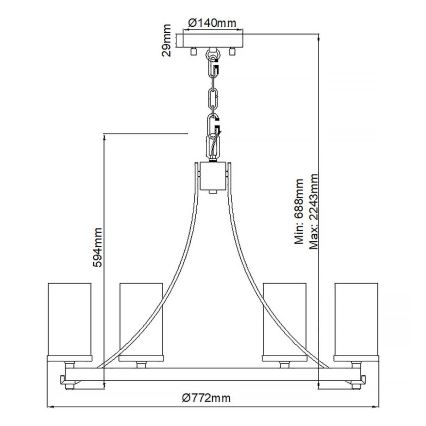 Quintiesse - Taklampa med kedja ANGELO 6xE27/60W/230V, ekdekor