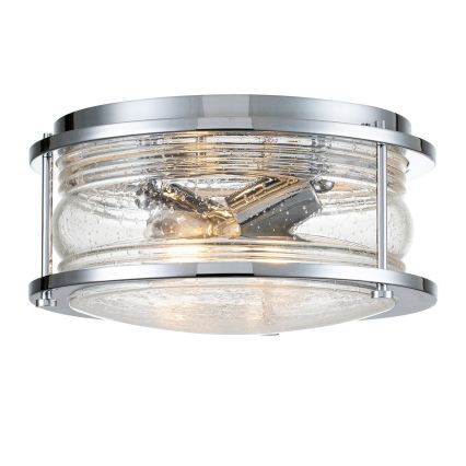 Quintiesse - Badrumsplafond ASHLAND 2xE27/60W/230V Ø 30,5 cm IP44 blank krom