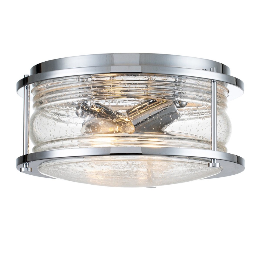 Quintiesse - Badrumsplafond ASHLAND 2xE27/60W/230V Ø 30,5 cm IP44 blank krom