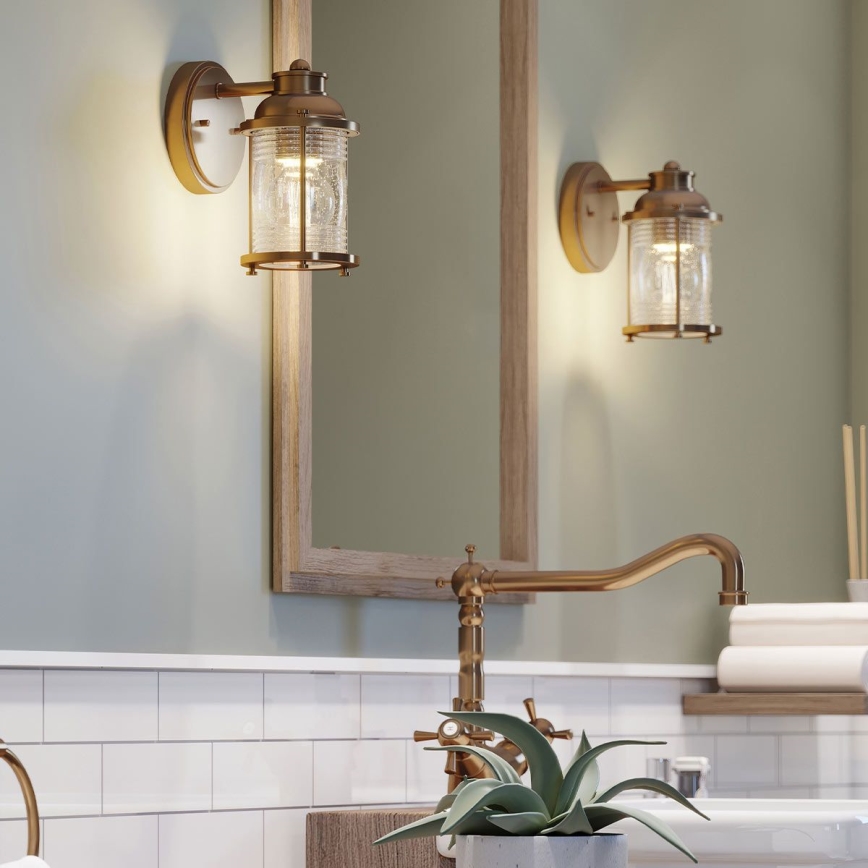 Quintiesse - Utomhusvägglampa ASHLAND BAY 1xE27/60W/230V IP44, bronsfärgad