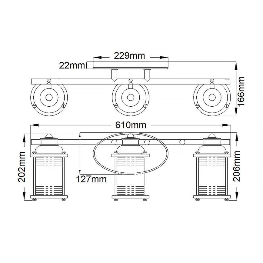 Quintiesse - Utomhusvägglampa ASHLAND BAY 3xE27/60W/230V IP44, brons
