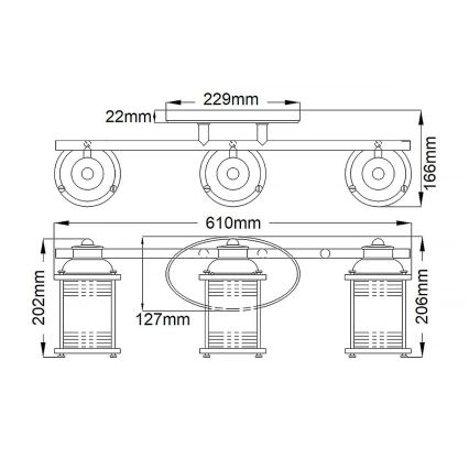 Quintiesse - Utomhusvägglampa ASHLAND BAY 3xE27/60W/230V IP44 blank krom