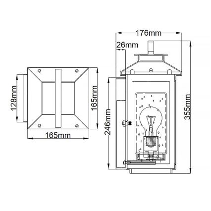 Quintiesse - Utomhusvägglampa ATWATER S 1xE27/60W/230V IP44 svart