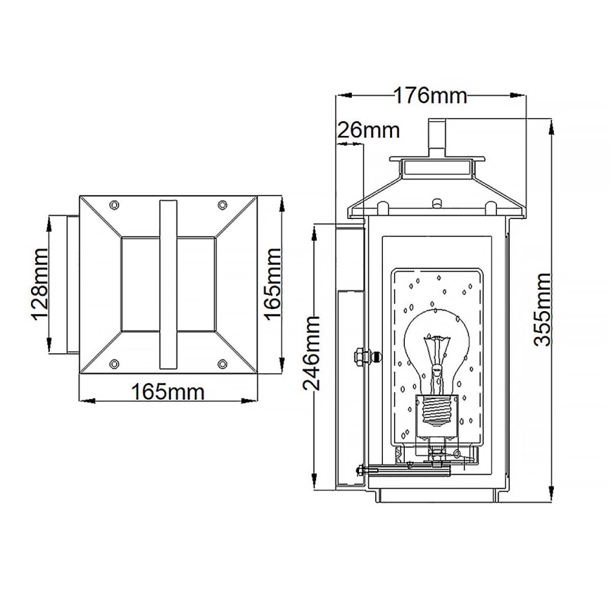 Quintiesse - Utomhusvägglampa ATWATER S 1xE27/60W/230V IP44 svart
