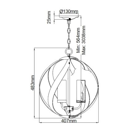 Quintiesse - Utomhuskrona med kedja BLACKSMITH, 3xE14/40W/230V, Ø 40,7 cm, IP44, svart