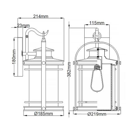 Quintiesse - Utomhusvägglampa BOOKER M 1xE27/60W/230V IP44 mattkrom