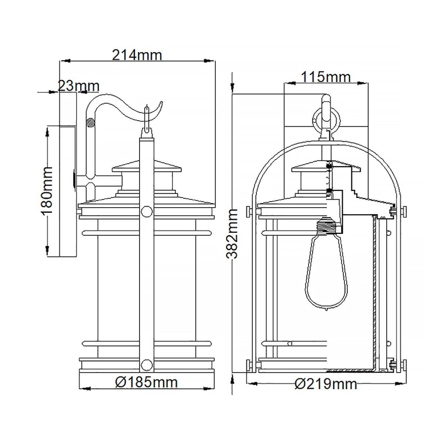 Quintiesse - Utomhusvägglampa BOOKER M 1xE27/60W/230V IP44 mattkrom