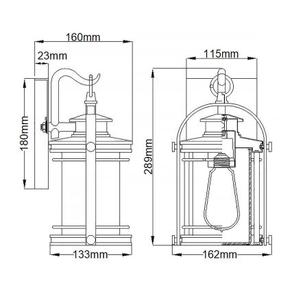 Quintiesse - Utomhusvägglampa BOOKER S 1xE27/60W/230V IP44 matt krom