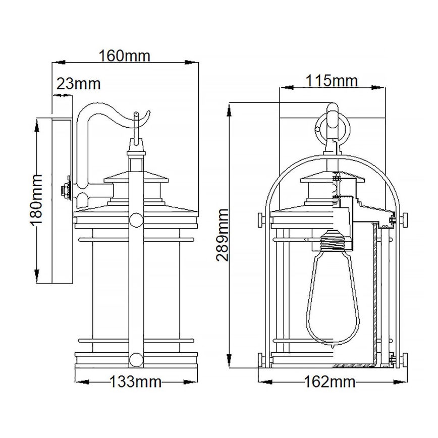 Quintiesse - Utomhusvägglampa BOOKER S 1xE27/60W/230V IP44 matt krom