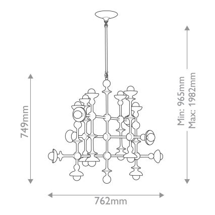 Quintiesse - Taklampa på stång CADENCE 18xE14/40W/230V vit