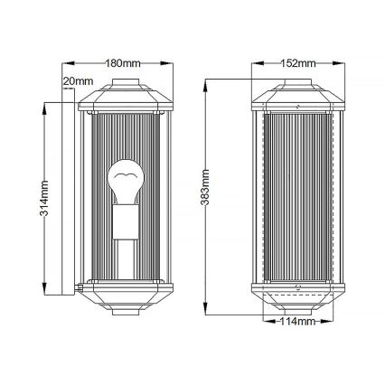 Quintiesse - Utomhusvägglampa CASTELLE M 1xE27/60W/230V IP44 svart