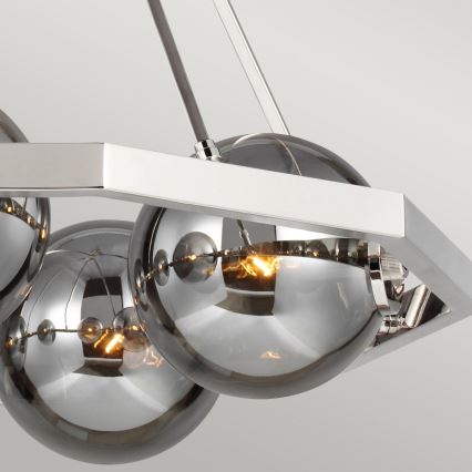 Quintiesse - Ljuskrona på stång HARPER 5xE14/60W/230V Ø 77,5 cm glänsande krom/rökfärgad