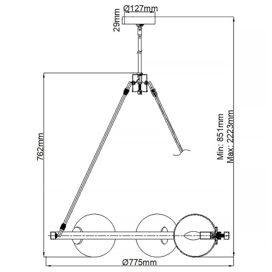Quintiesse - Ljuskrona på stång HARPER 5xE14/60W/230V Ø 77,5 cm glänsande krom/rökfärgad